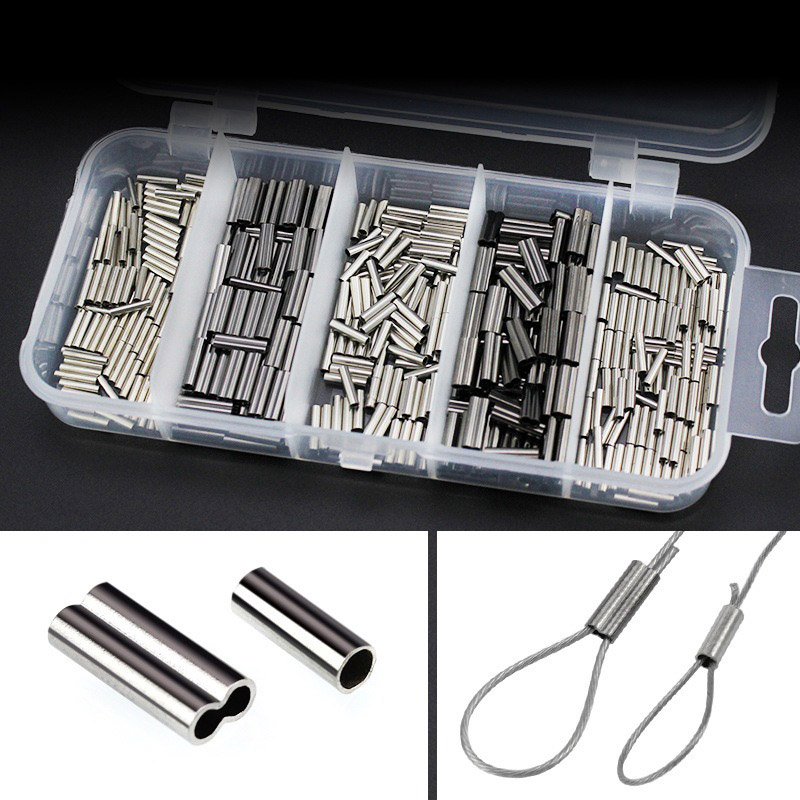 Fishing Line Box - 250-500 teile/schachtel Single/Double Barrel Crimp hülsen