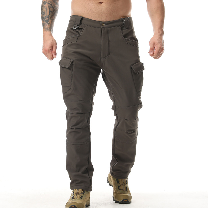 Fly Line - Herren Softshell-Taktikhose mit Fleece-Futter, Stretch, Mehrfach-Cargotaschen,