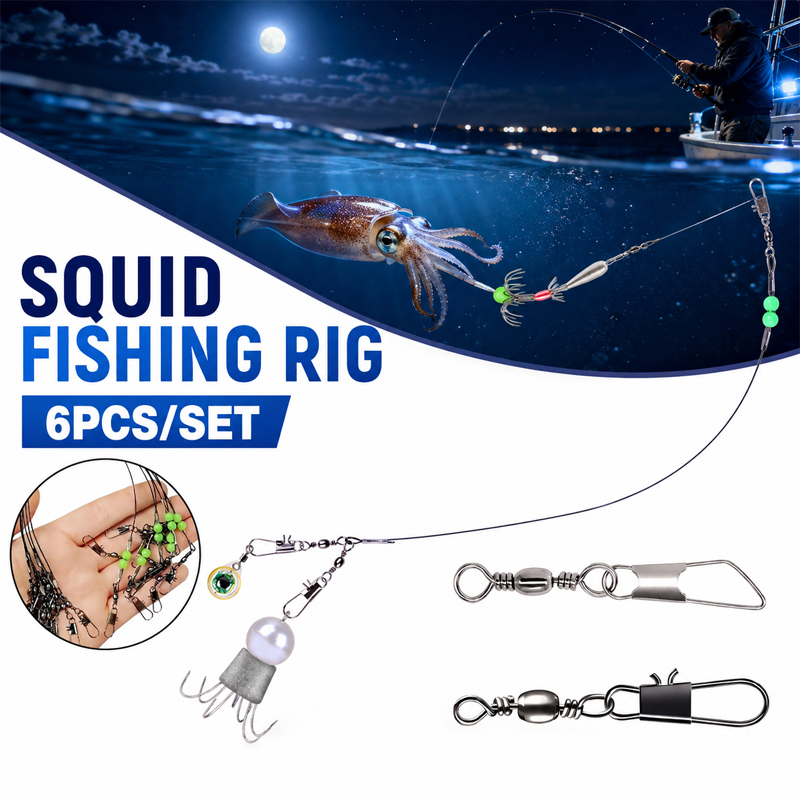 6 Stück Tintenfisch-Angelrig,  – Leader Line Bewertung und Preis